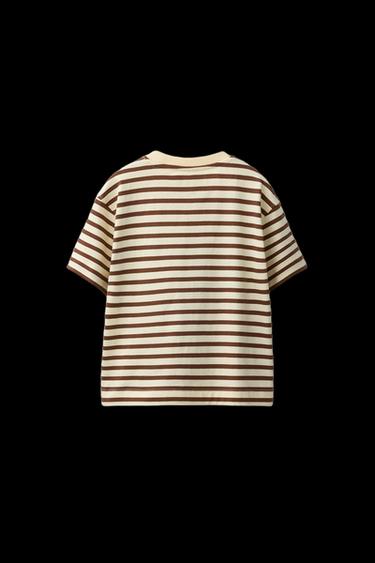 GESTREIFTES T-SHIRT - Braun von Zara