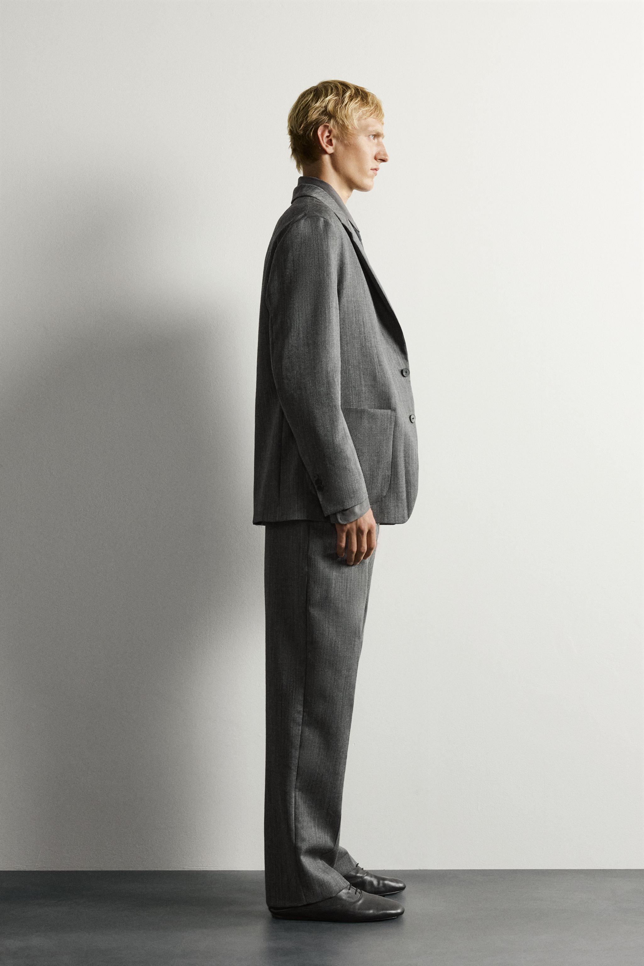 100% WOOL RELAXED FIT SUIT PANTS