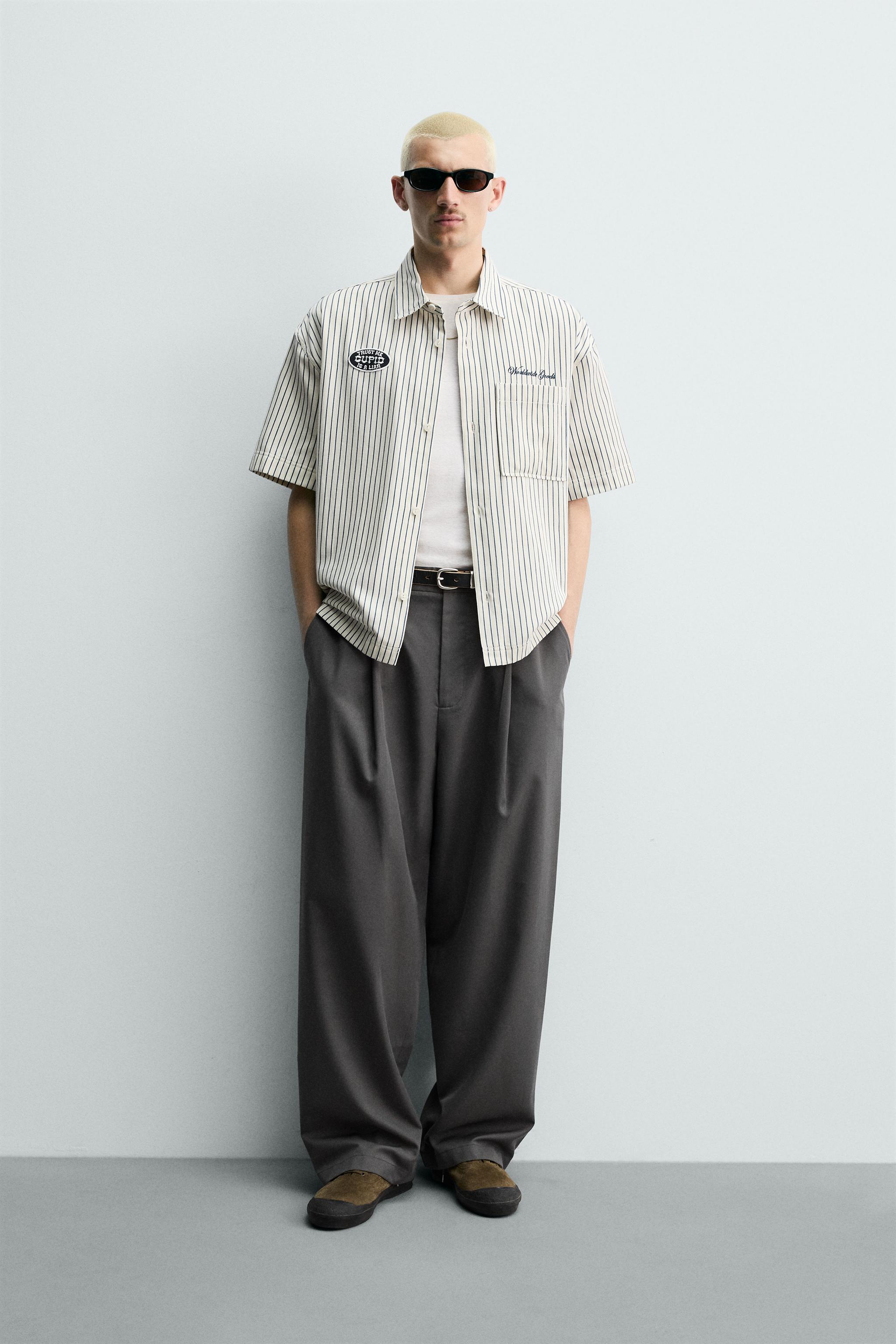 CONTRAST STRIPED PATCH OVERSHIRT