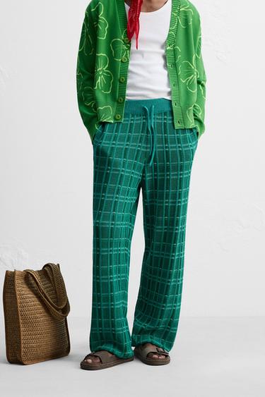 JACQUARD KNIT TROUSERS © OTIS KWAME KYE QUAICOE - Turquoise by Zara