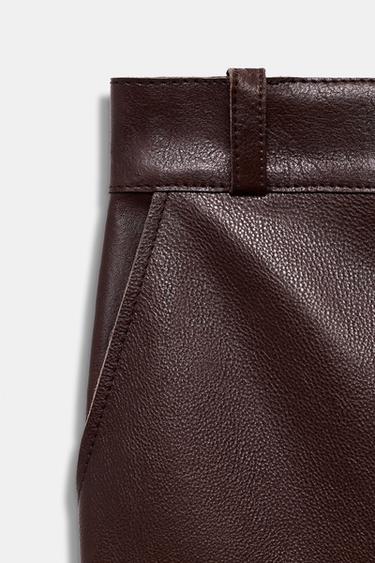 ZW COLLECTION LIMITED EDITION LEATHER MIDI SKIRT - Brown by Zara - Image 5