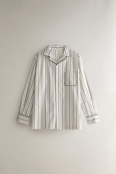 STRIPED COTTON SHIRT - Ecru by Zara - Image 0