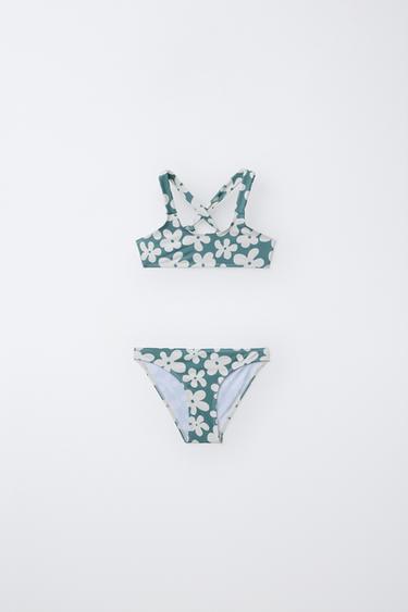 6-14 AÑOS/ BIKINI ESTAMPADO FLORES - Verde / Azul de Zara