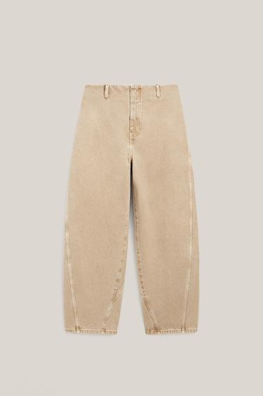 Zara Barrel fit jeans with waist detail - LIMITED EDITION - Stone