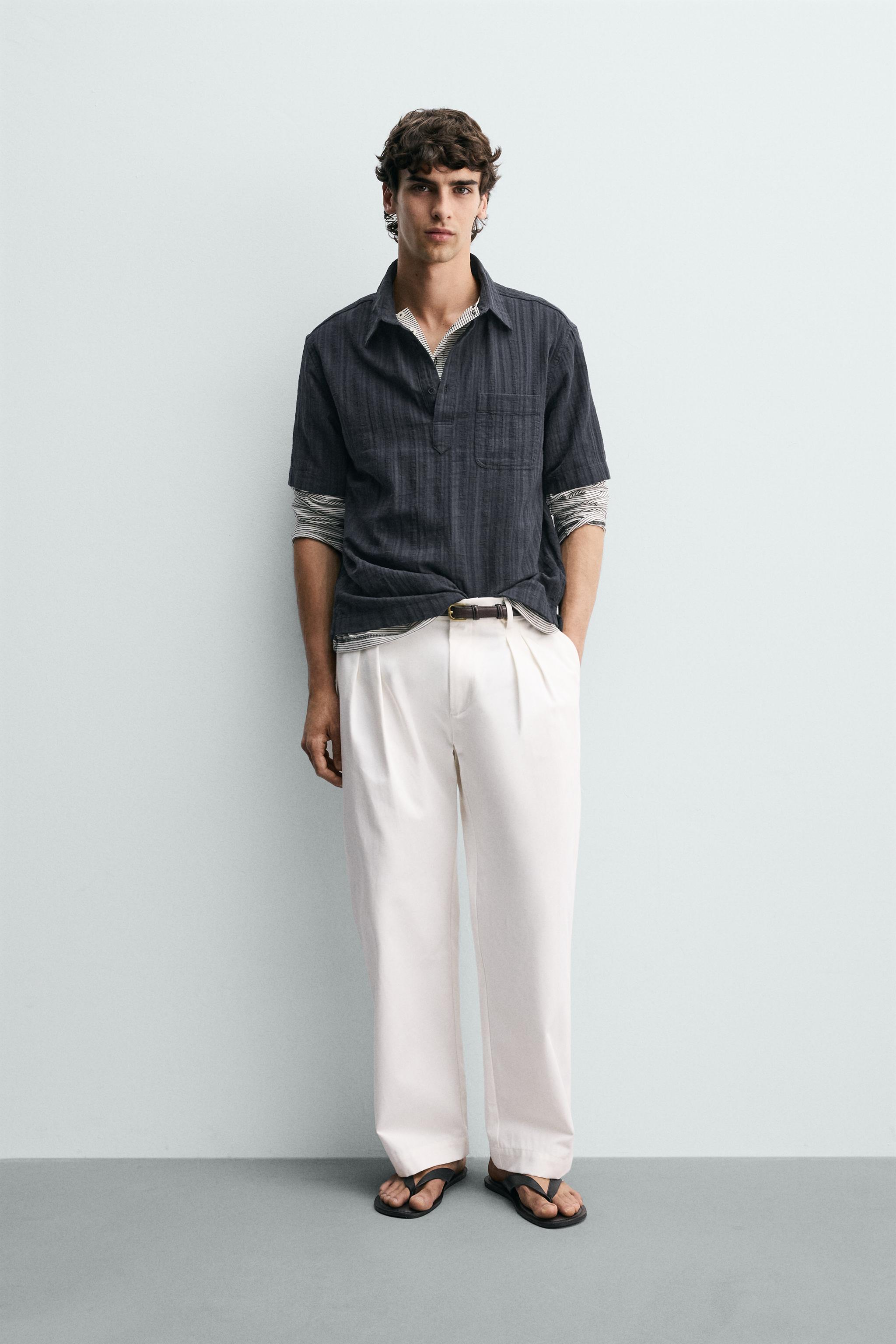 TEXTURED STRIPED POLO SHIRT