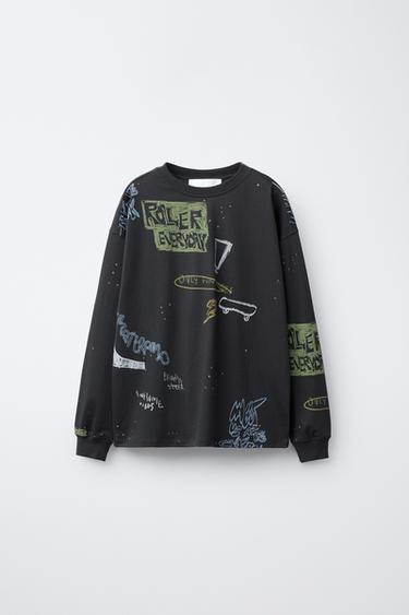 GRAFFITI PRINT T-SHIRT - Dark anthracite by Zara