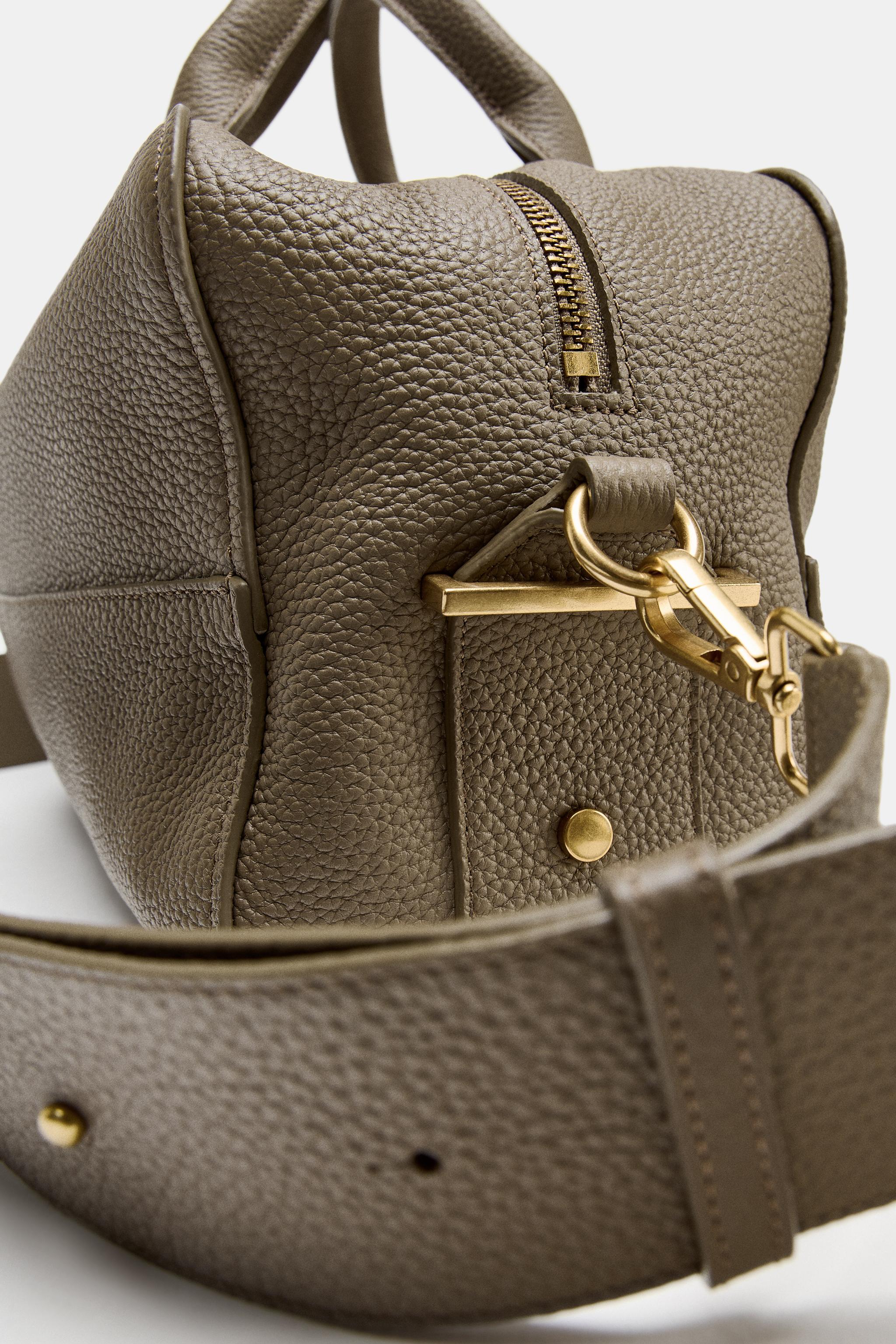 ロングレザーボストンバッグ - サンド/ブラウン | ZARA Japan / 日本