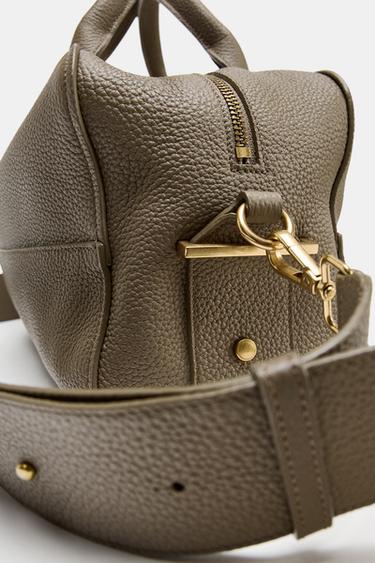 EXTENDED LEATHER BOWLING BAG - SAND/BROWN by Zara - Image 8