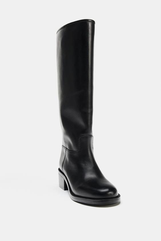 BOTTES HAUTES EN CUIR - Noir de Zara - Image 4