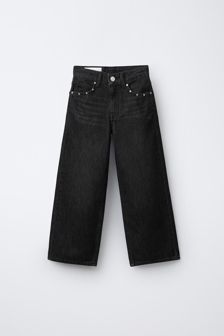 JEANS WIDE LEG PARCHES ESTRELLA Negro ZARA España