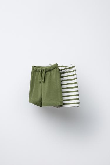 PACK DOS BERMUDAS STRAIGHT RAYAS Y LISA - Verde de Zara