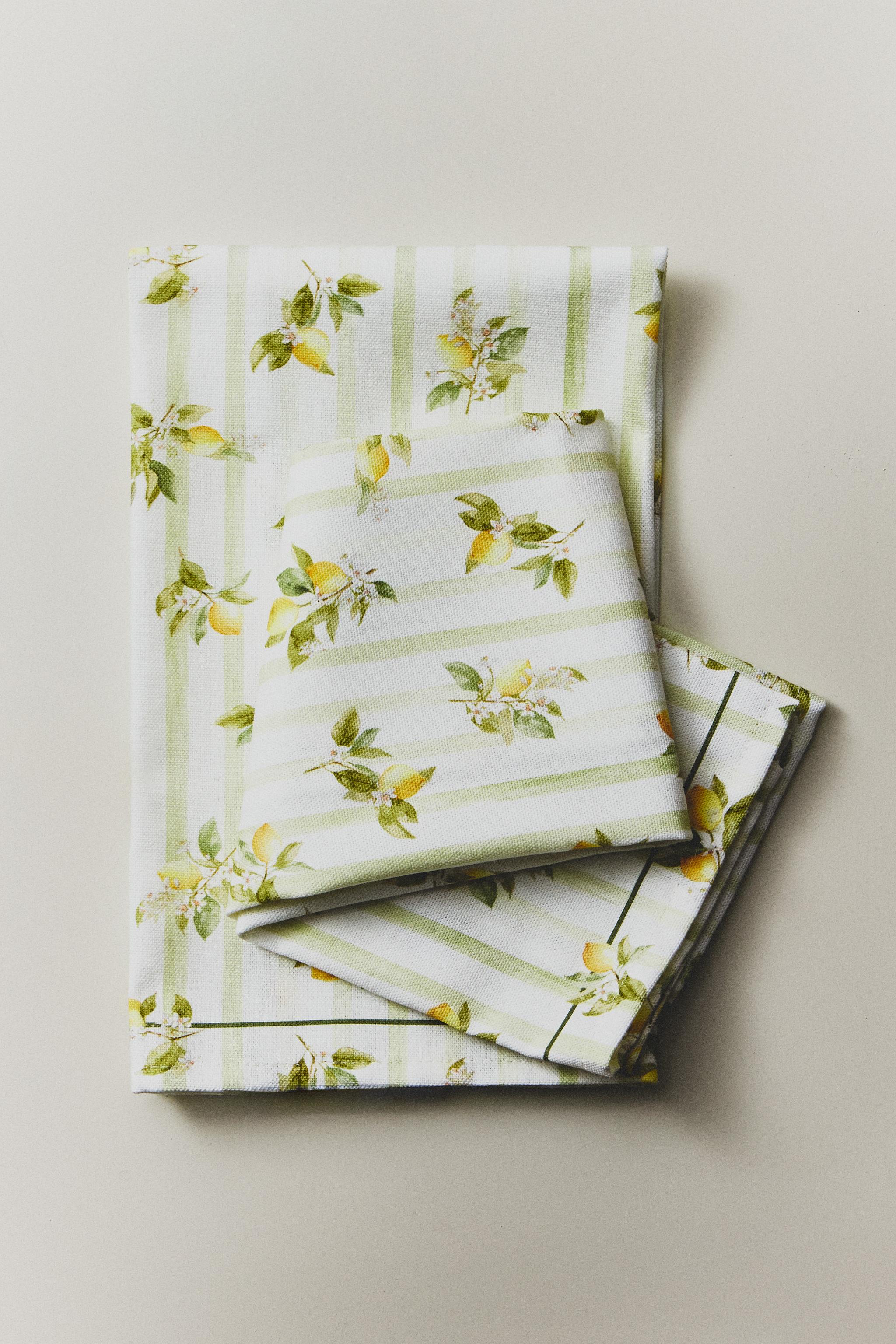 LOT TORCHONS CUISINE COTON CITRONS (LOT DE 2)