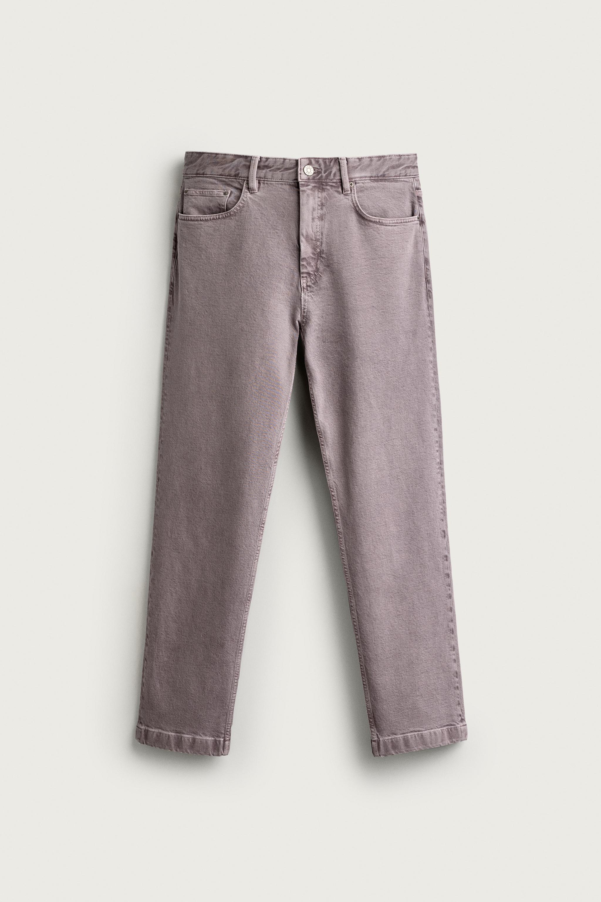 WASHED STRAIGHT FIT PANTS — Purple