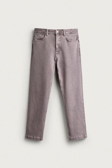 PANTALÓN AJUSTE RECTO LAVADO - Morado de Zara