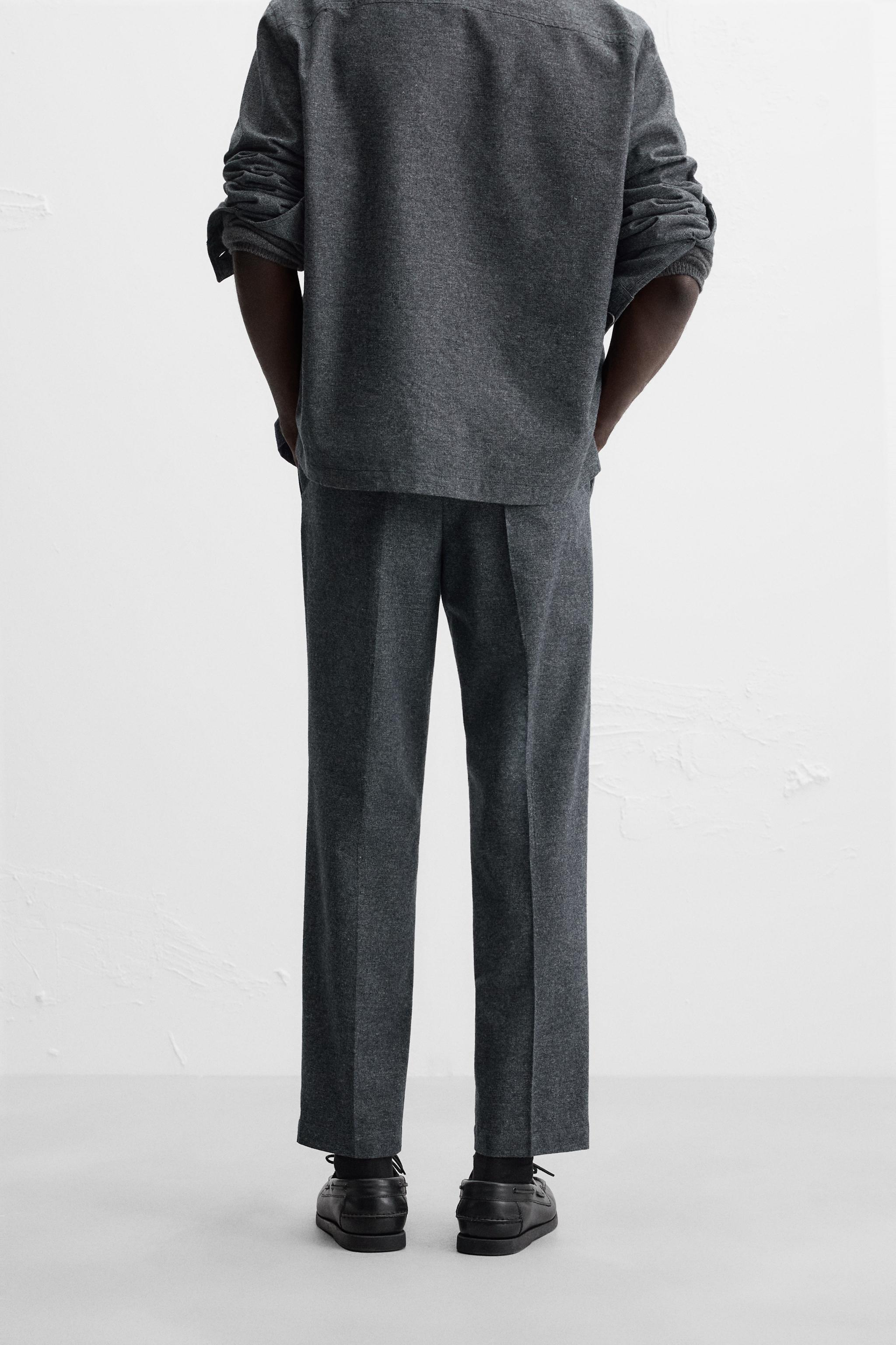 SLIM FIT STRUCTURED PANTS - Beige-brown | ZARA United States