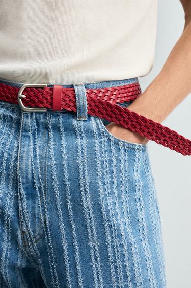 BRAIDED LEATHER BELT - Red by Zara - Image 2