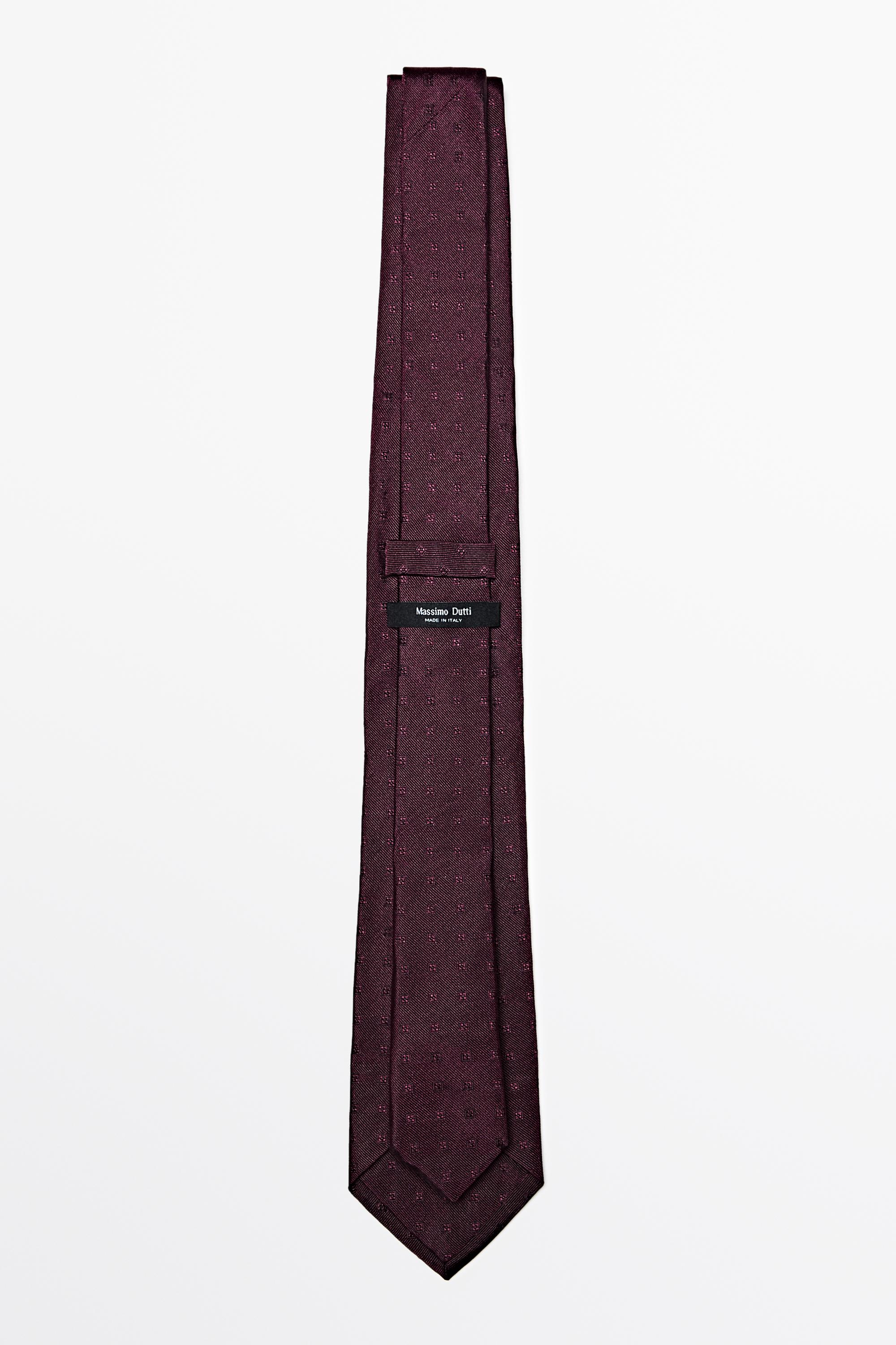100% silk tie with embroidered detail — white