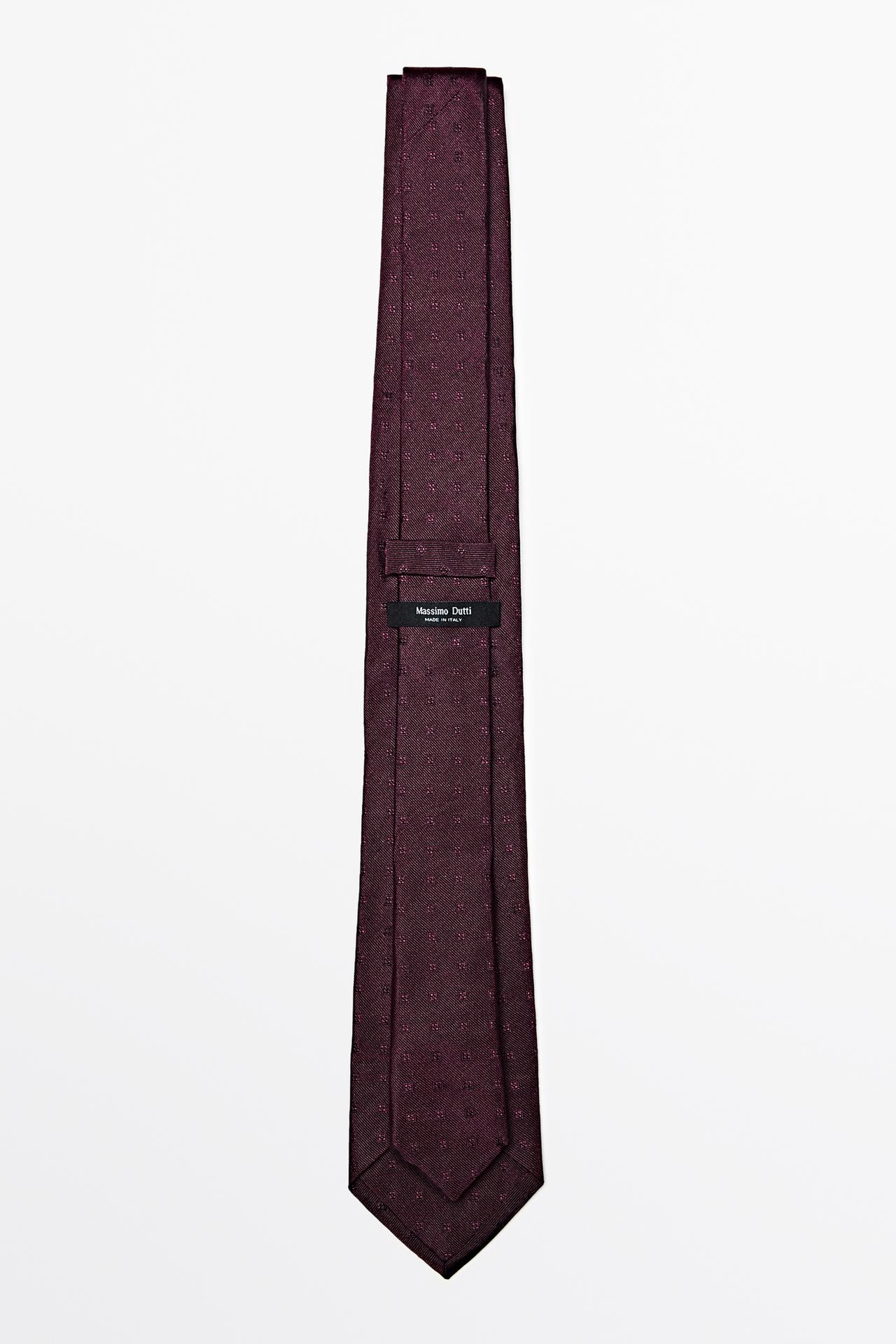 100% silk tie with embroidered detail — white