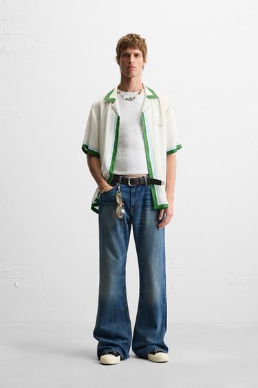 PRINTED SATIN SHIRT - Green by Zara