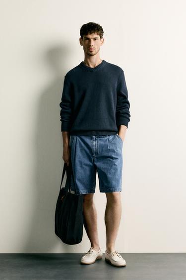 СВИТЕР КЛАССИЧЕСКОГО КРОЯ ИЗ ХЛОПКА И ЛЬНА — МОРСКОЙ СИНИЙ от Zara — изображение 0