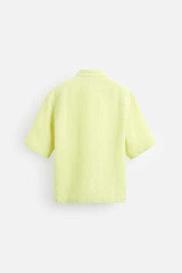 100% LINEN SHIRT WITH POCKETS - Lime by Zara - Image 6