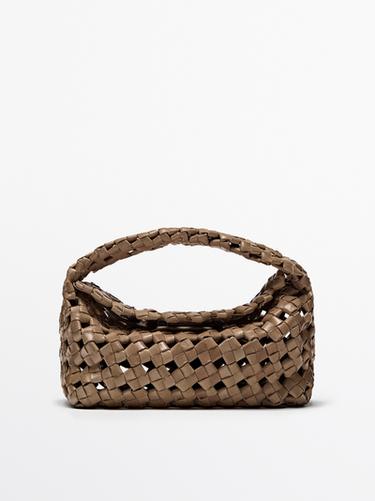 Zara Nappa leather braided mini bag - Sand - Image 0