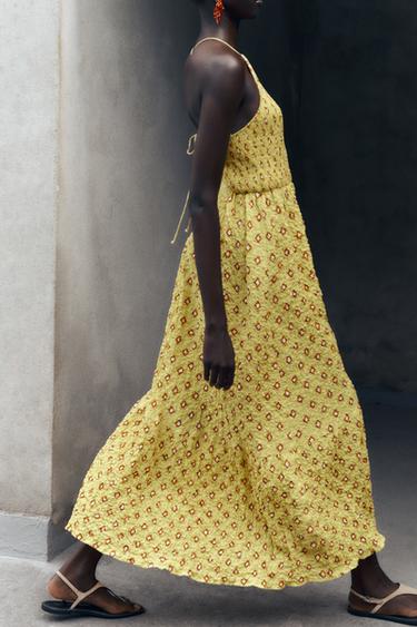 ROBE MI-LONGUE IMPRIMÉE - Jaune de Zara - Image 6