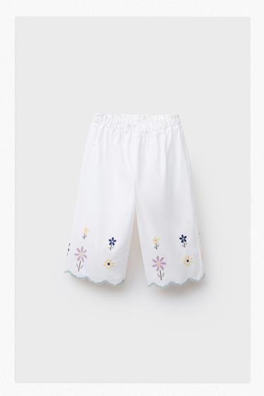 Zara CROSS-STITCH CULOTTES - White