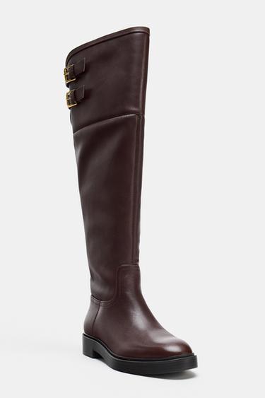 LEATHER BOOTS WITH INTERIOR LINING - Brown by Zara - Image 5