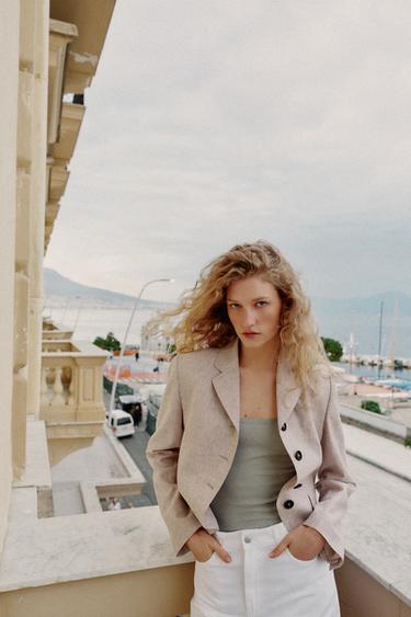 STRAIGHT DARTED LINEN BLEND BLAZER - Sand / Marl by Zara - Image 1