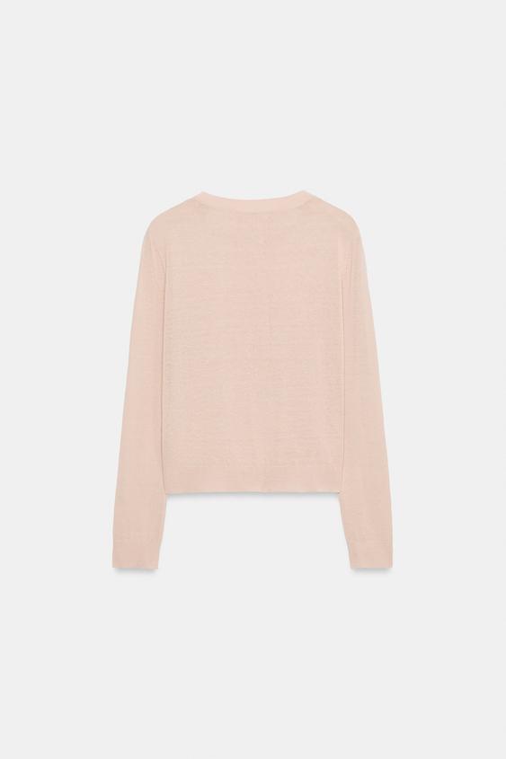 PULL EN MAILLE HENLEY - Rose craie de Zara - Image 6