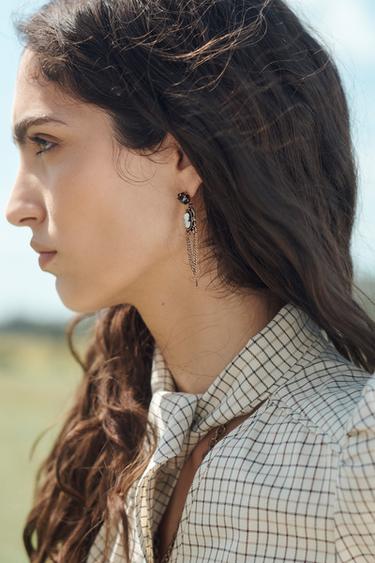 CHEMISE À CARREAUX AVEC NŒUD ÉDITION LIMITÉE - Beige clair de Zara - Image 4