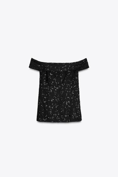 TOP GILET SEQUINS - Noir de Zara - Image 2