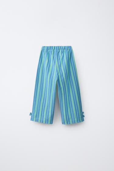 STRIPED TROUSERS WITH BOWS - Blue / Green by Zara - Image 1