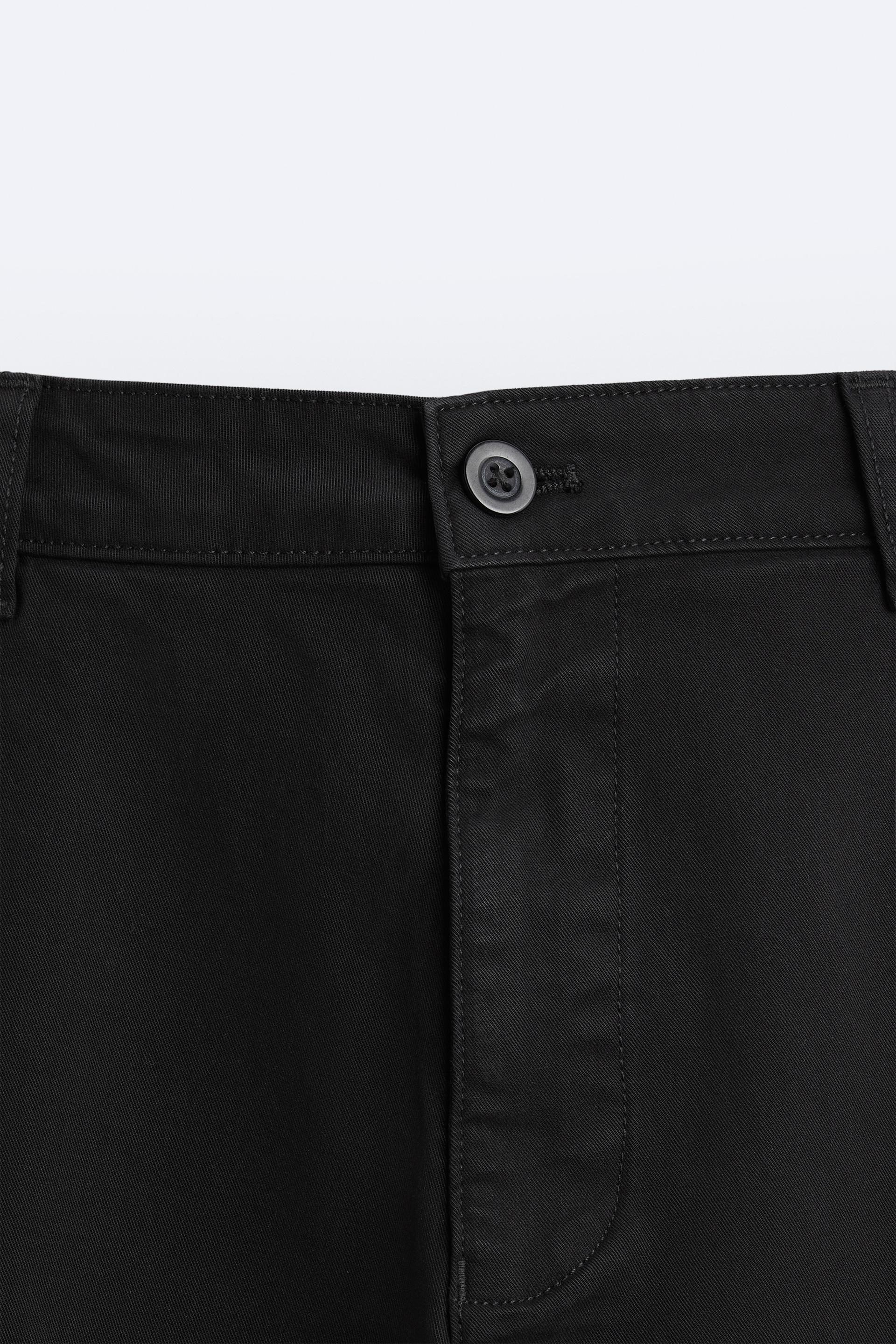 ZARA Pantalon chino de couleur noir en soldes pas cher 1745001-noir00 - Modz