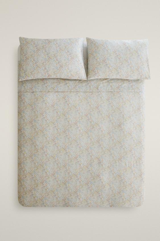 Zara MINI FLORAL PRINT SATEEN DUVET COVER - 磨白色 - 圖片 0