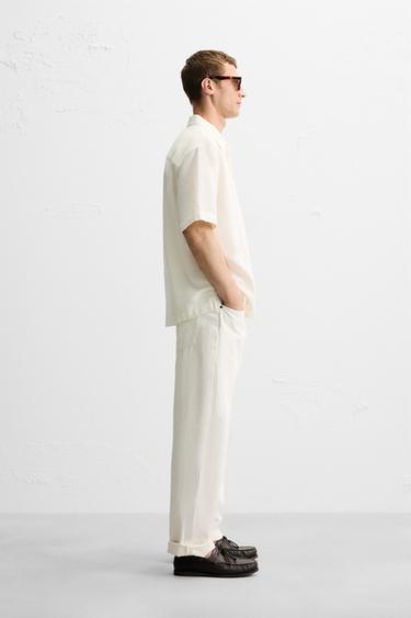 CHEMISE POLO JACQUARD À CARREAUX - Blanc cassé de Zara - Image 3