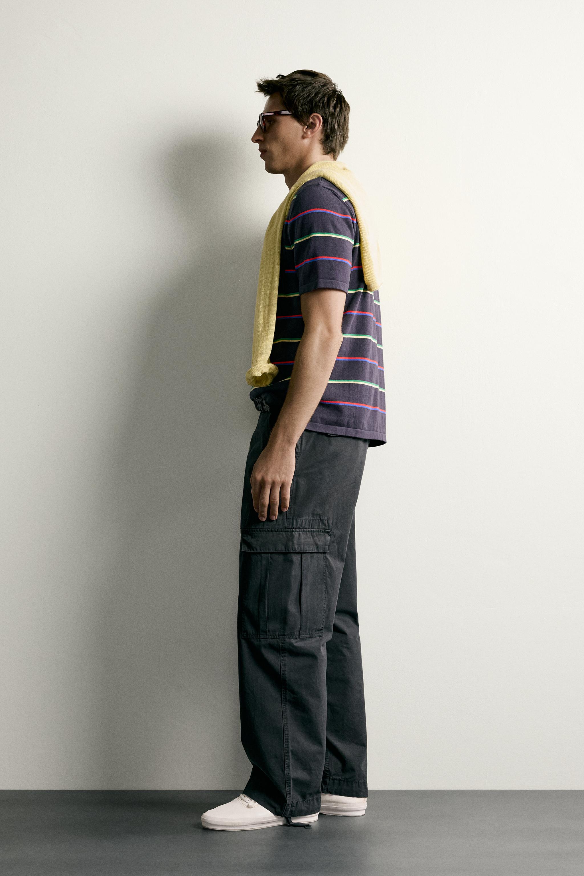 Мужские футболки Zara STRIPED JACQUARD KNIT T-SHIRT — фото 4