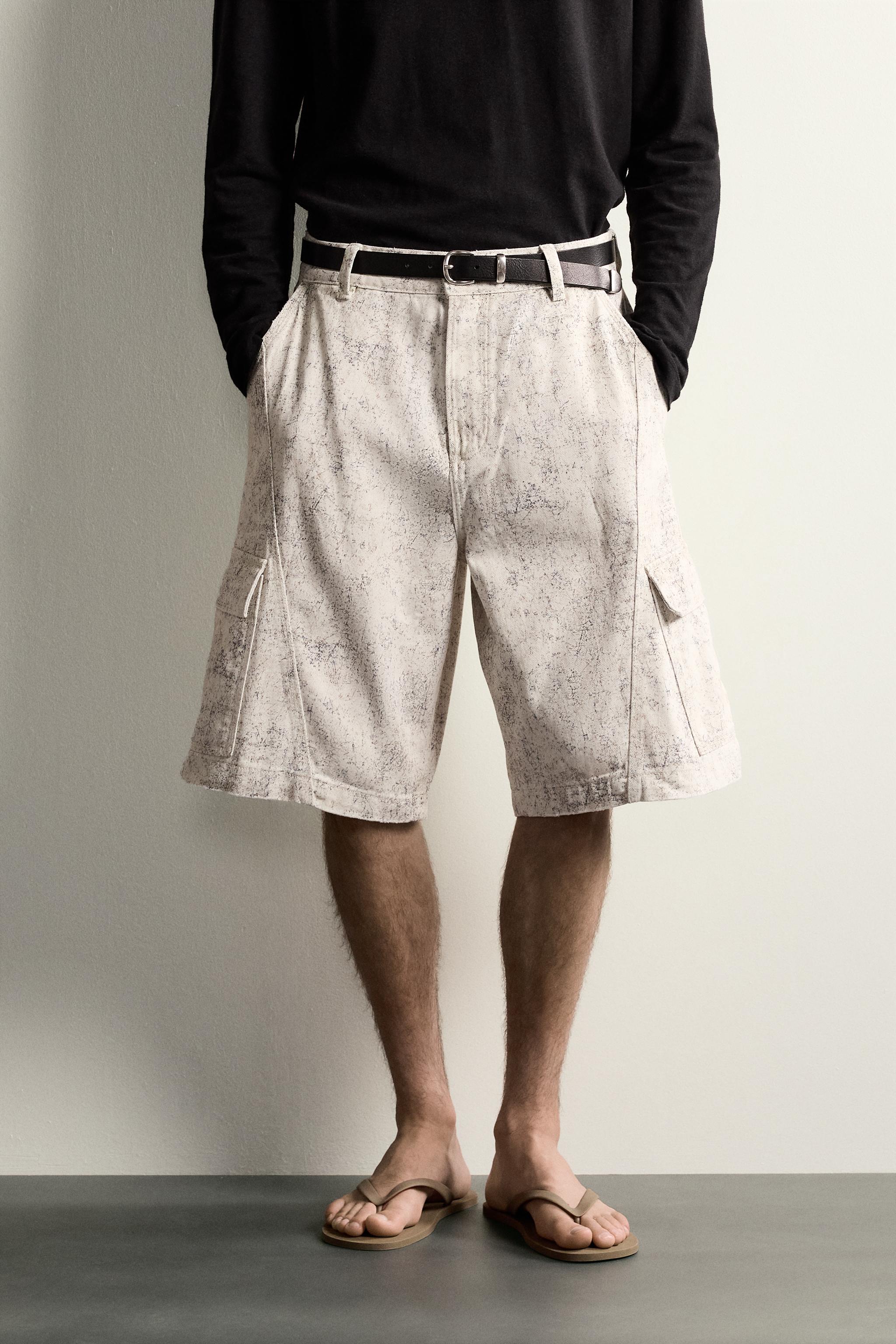 BERMUDA CARGO RELAXED FIT À IMPRIMÉ ABSTRAIT