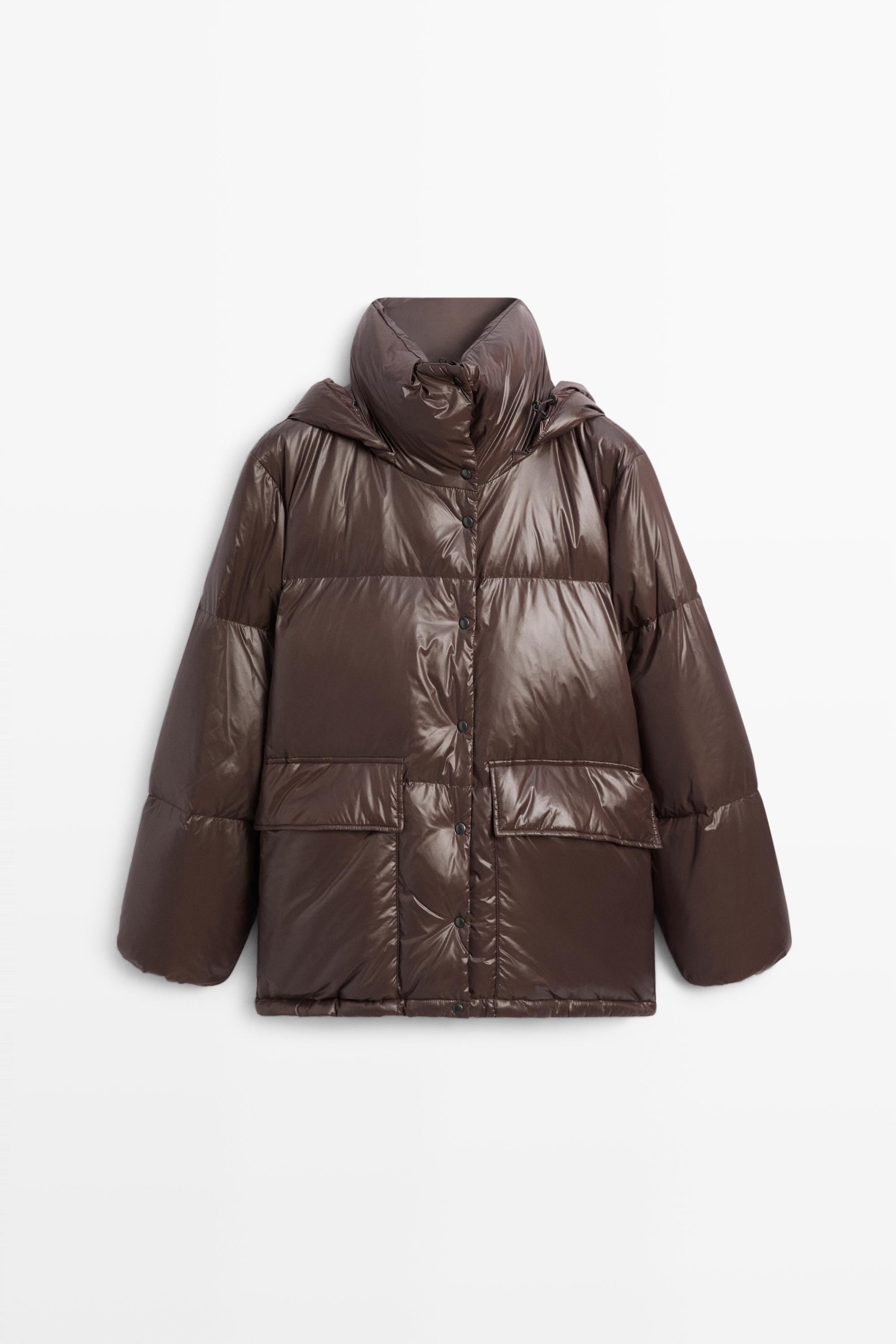 Stand-up collar down jacket — Brown
