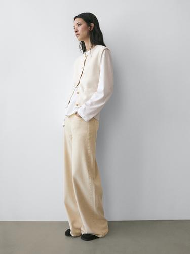 Zara Low-rise wide-leg trousers - Yellow