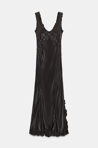 ZW COLLECTION EMBROIDERED LONG DRESS - Anthracite grey by Zara