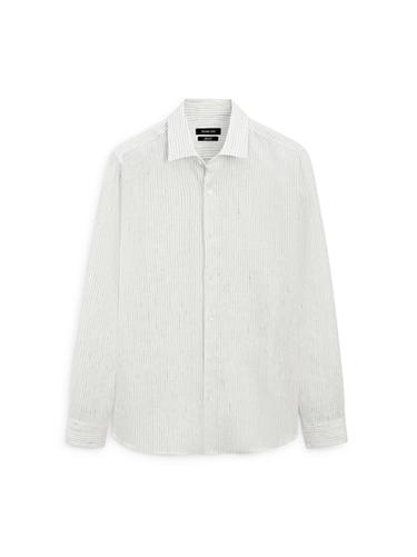 Zara Regular fit striped linen shirt - White