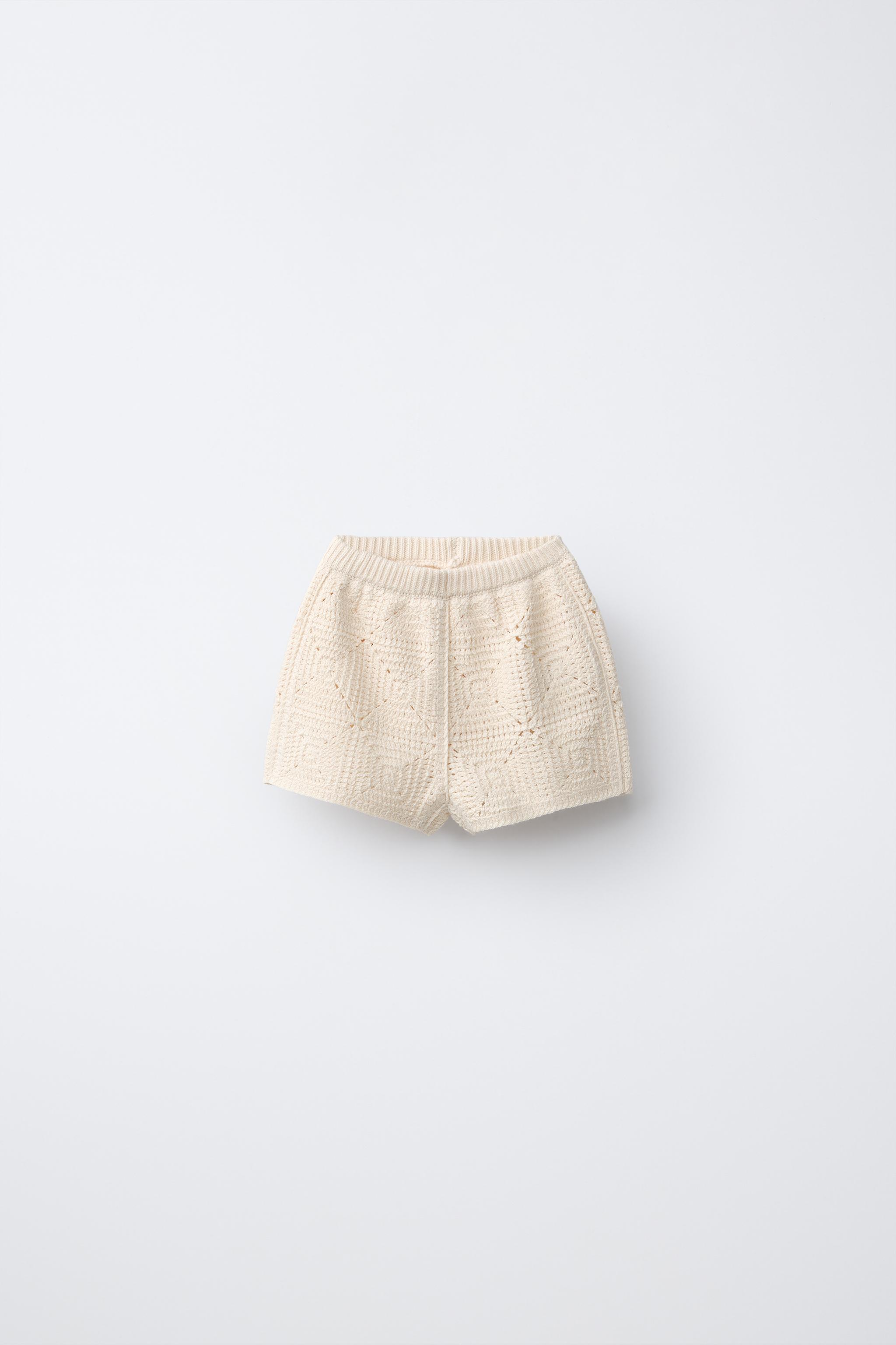 CROCHET KNIT BANANA SHORTS - Ecru | ZARA United States
