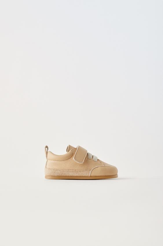 LEATHER SNEAKERS - Sandy Brown | ZARA United States