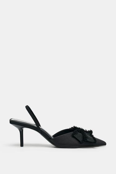 SLINGBACK HEELS WITH BOW - Black by Zara