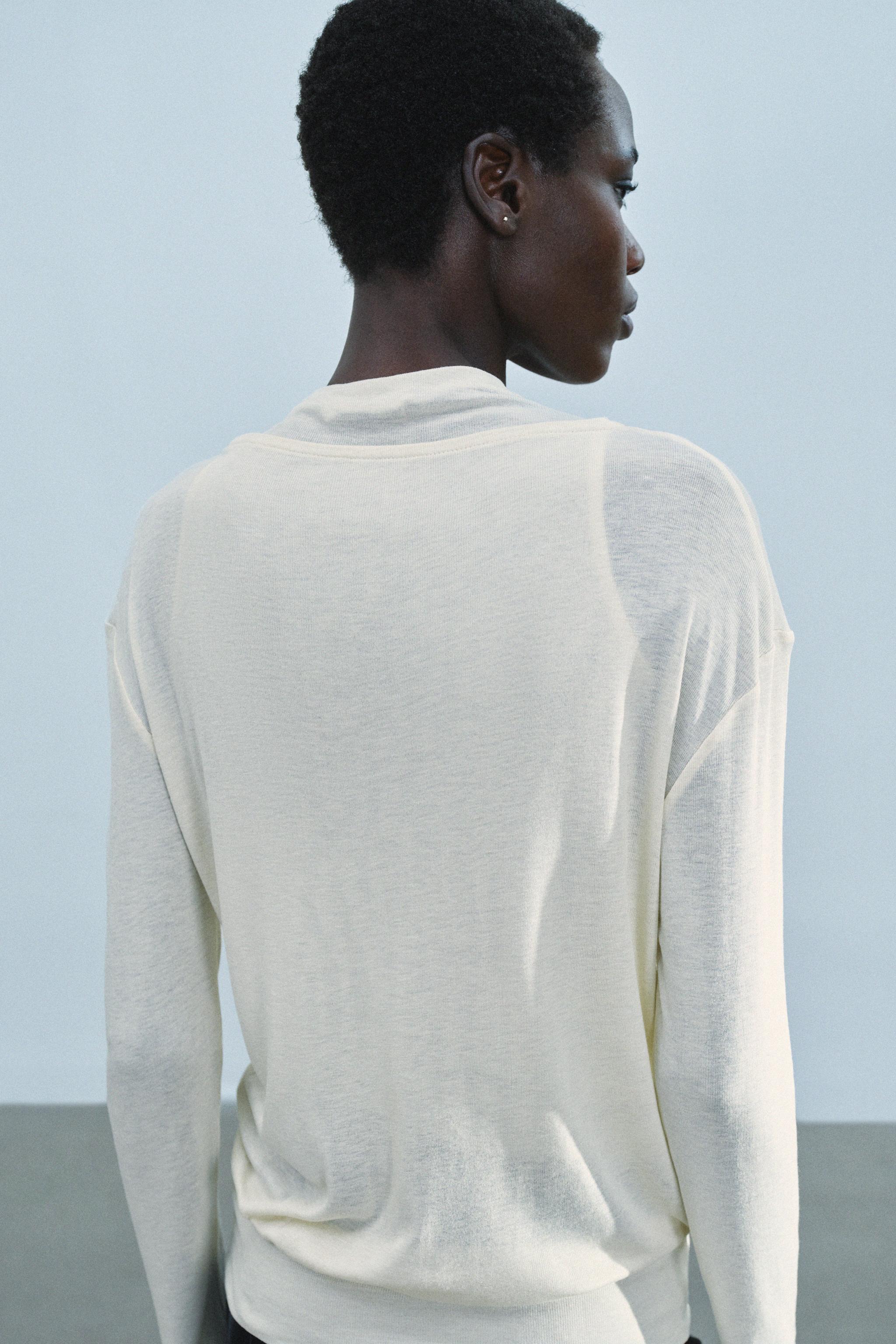 Zara çift katlı t-shirt görsel 4