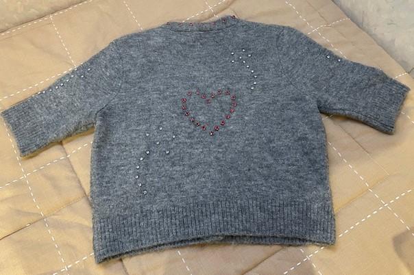 KNIT CARDIGAN WITH BEADED HEARTS - Image 2