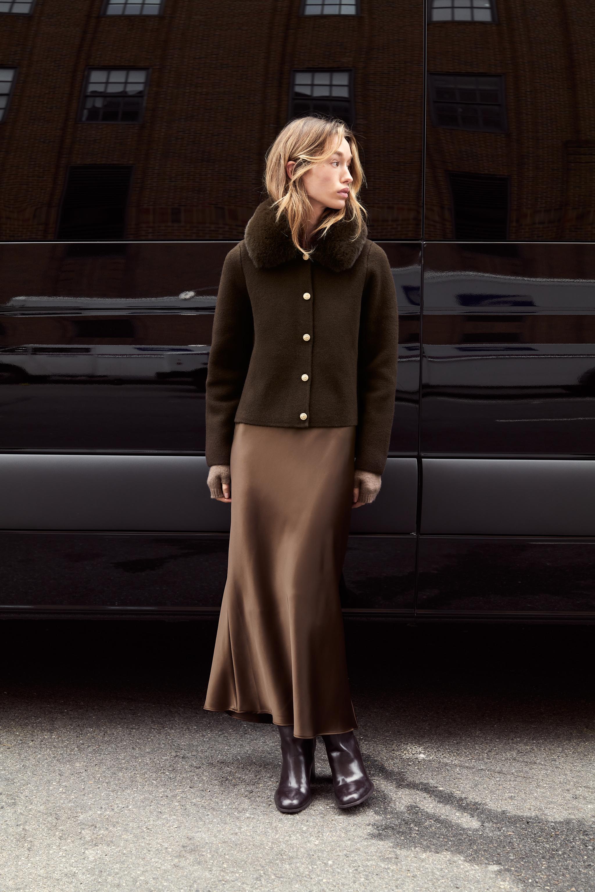 CARDIGAN WITH FAUX FUR COLLAR