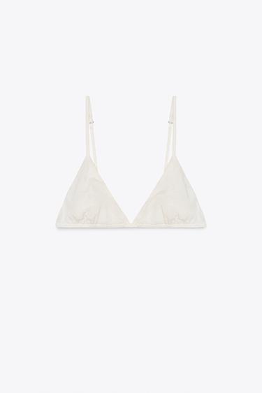 BRALETTE TRIANGULAR CON SEDA - Blanco roto de Zara